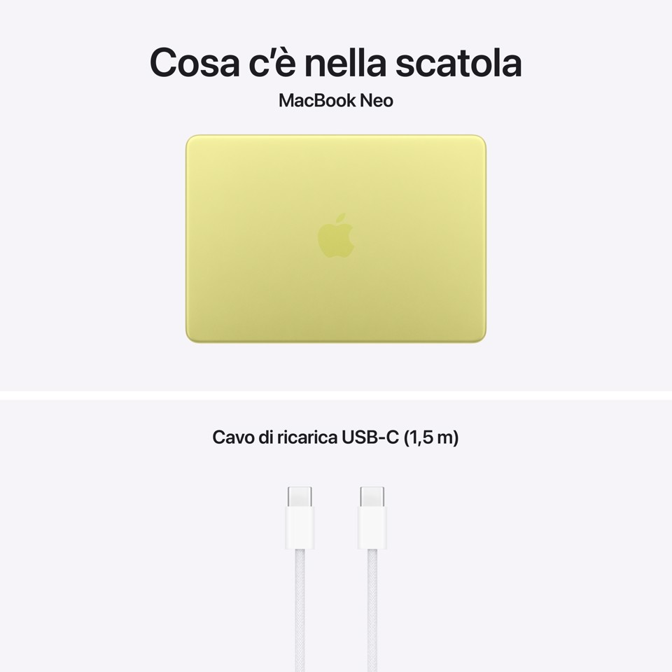 Apple MacBook Neo 13"A18 Pro chip 6‑core CPU 5‑core GPU 8GB 512GB SSD Touch ID - Giallo agrume