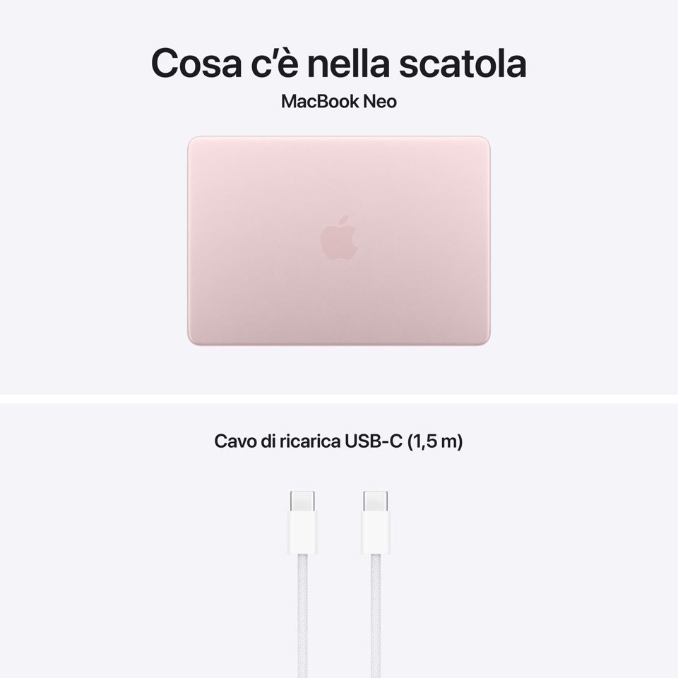 Apple MacBook Neo 13"A18 Pro chip 6‑core CPU 5‑core GPU 8GB 512GB SSD Touch ID - Rosa pastello