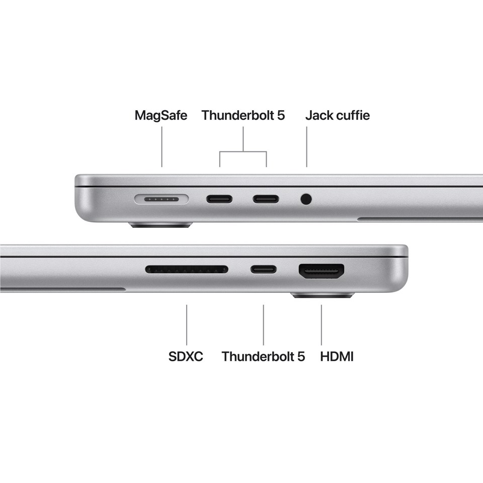 Apple MacBook Pro 14" M5 Pro chip 18‑core CPU 20‑core GPU, 24GB, 2TB SSD - Argento