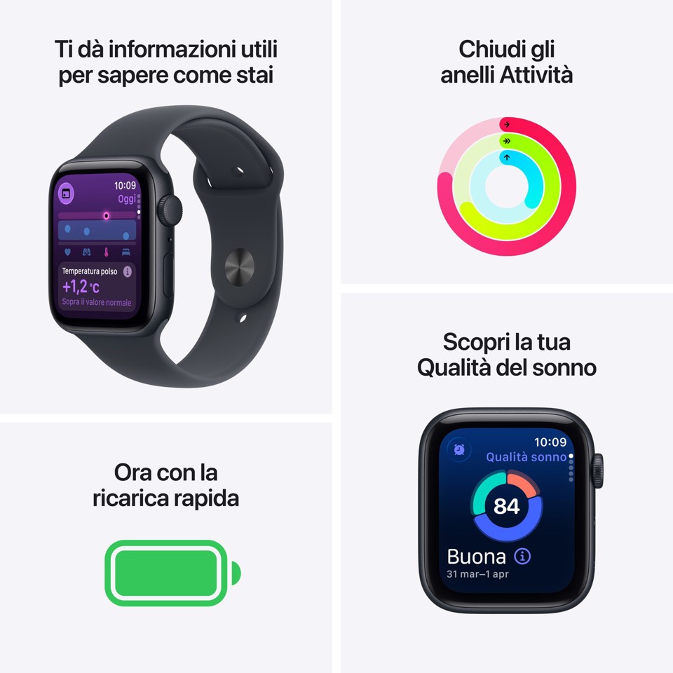 Apple Watch SE (3nd generation) SE 3 GPS 40mm Cassa Alluminio Galassia con Sport Band Galassia - M/L