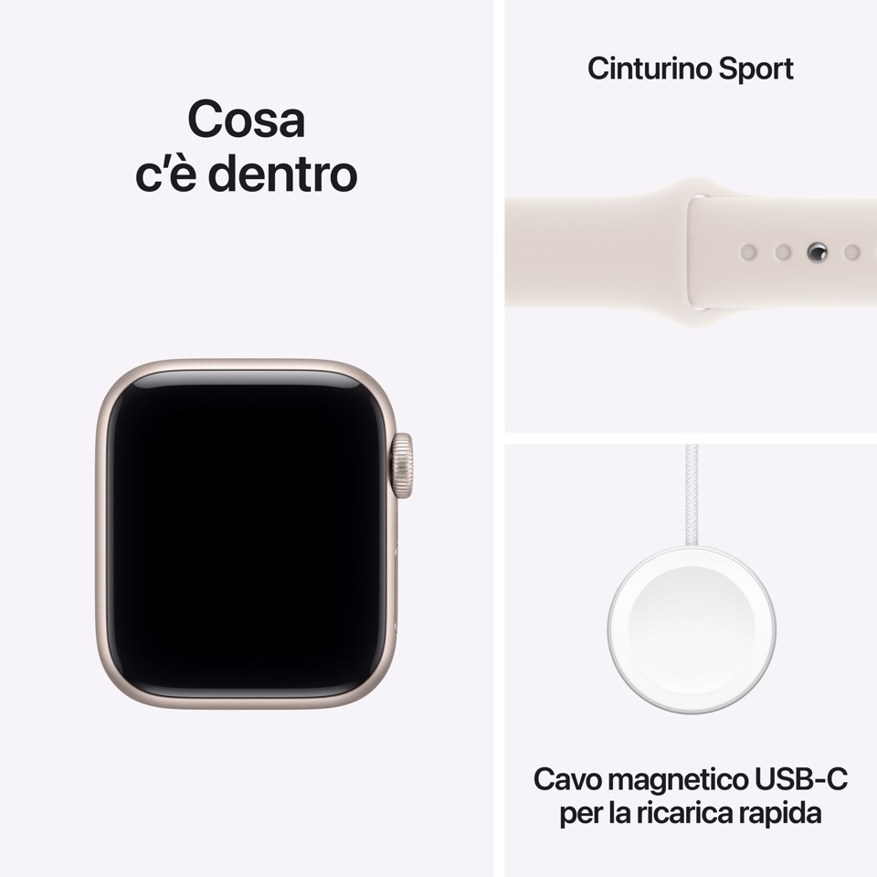 Apple Watch SE (3nd generation) SE 3 GPS 40mm Cassa Alluminio Galassia con Sport Band Galassia - M/L