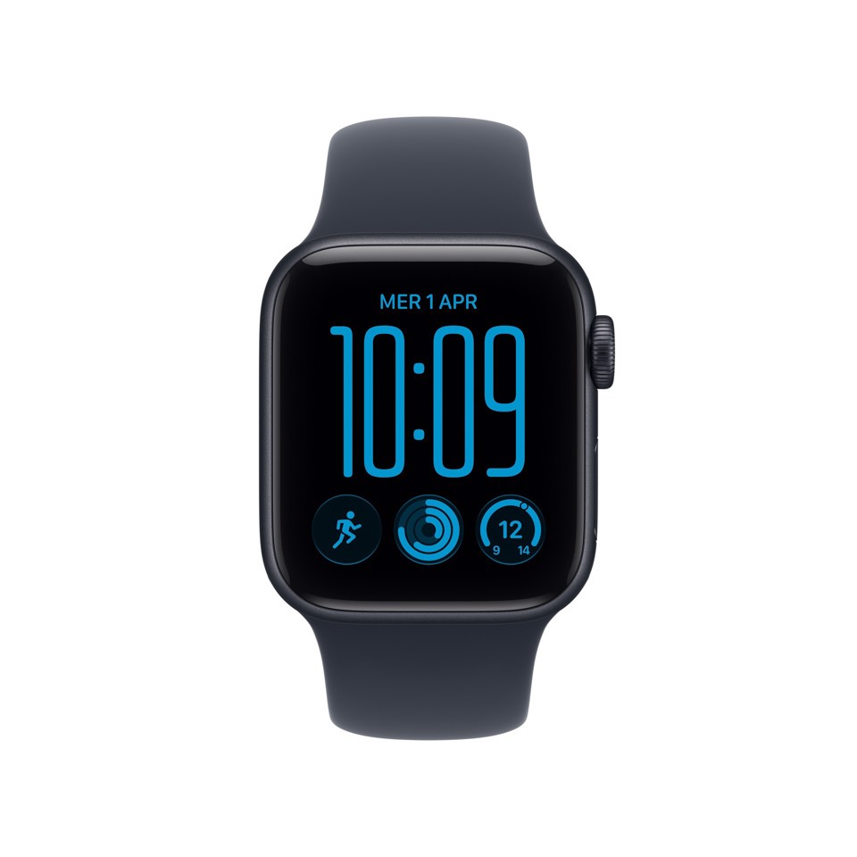 Apple Watch SE (3nd generation) SE 3 GPS, Cassa 40 mm in alluminio mezzanotte con Cinturino Sport blu marino - M/L