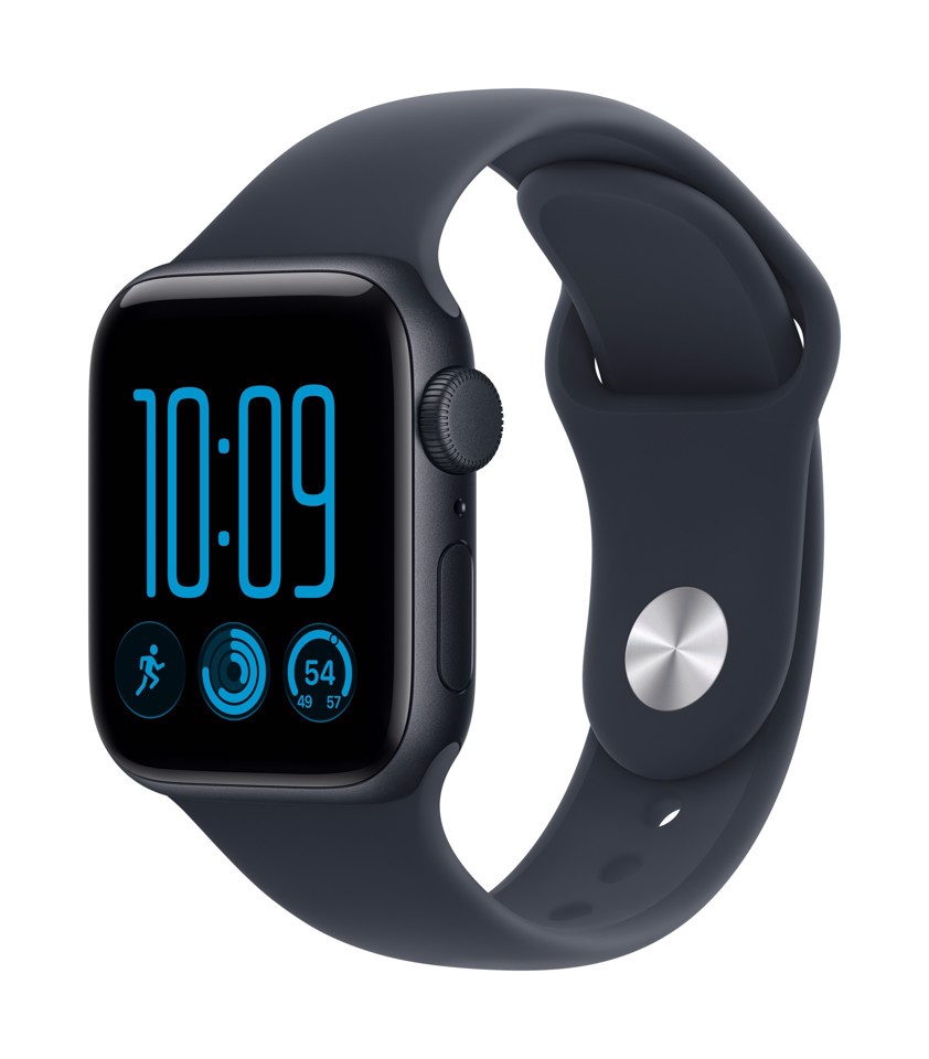 Apple Watch SE (3nd generation) SE 3 GPS, Cassa 40 mm in alluminio mezzanotte con Cinturino Sport blu marino - S/M