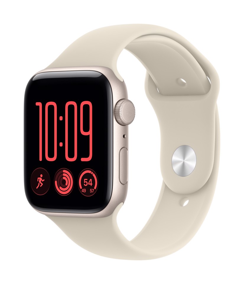 Apple Watch SE (3nd generation) SE 3 GPS, Cassa 44 mm in alluminio galassia con Cinturino Sport sabbia - M/L