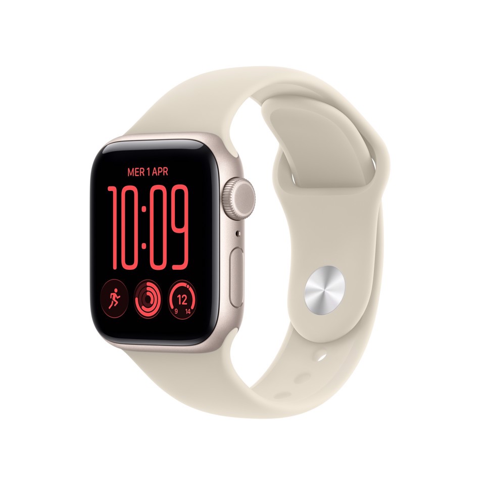 Apple Watch SE (3nd generation) SE 3 GPS + Cellular, Cassa 40 mm in alluminio galassia con Cinturino Sport sabbia - S/M