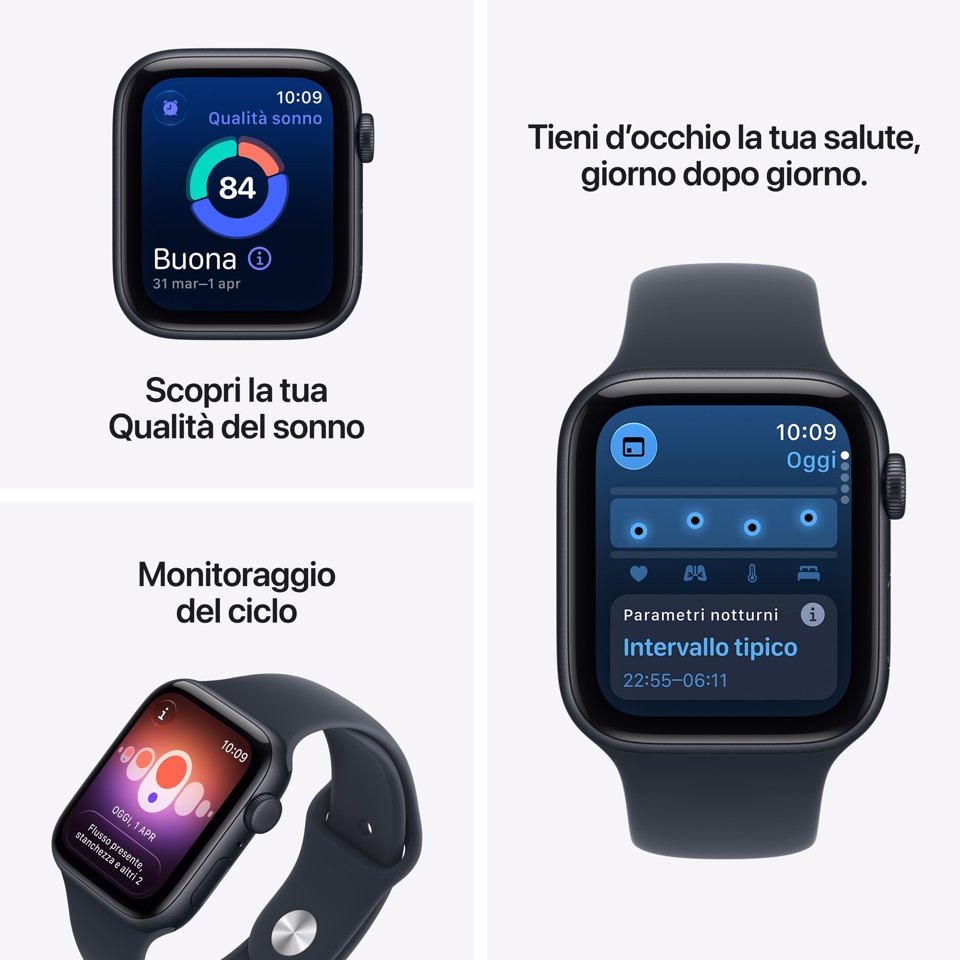 Apple Watch SE (3nd generation) SE 3 GPS + Cellular, Cassa 40 mm in alluminio galassia con Cinturino Sport sabbia - S/M