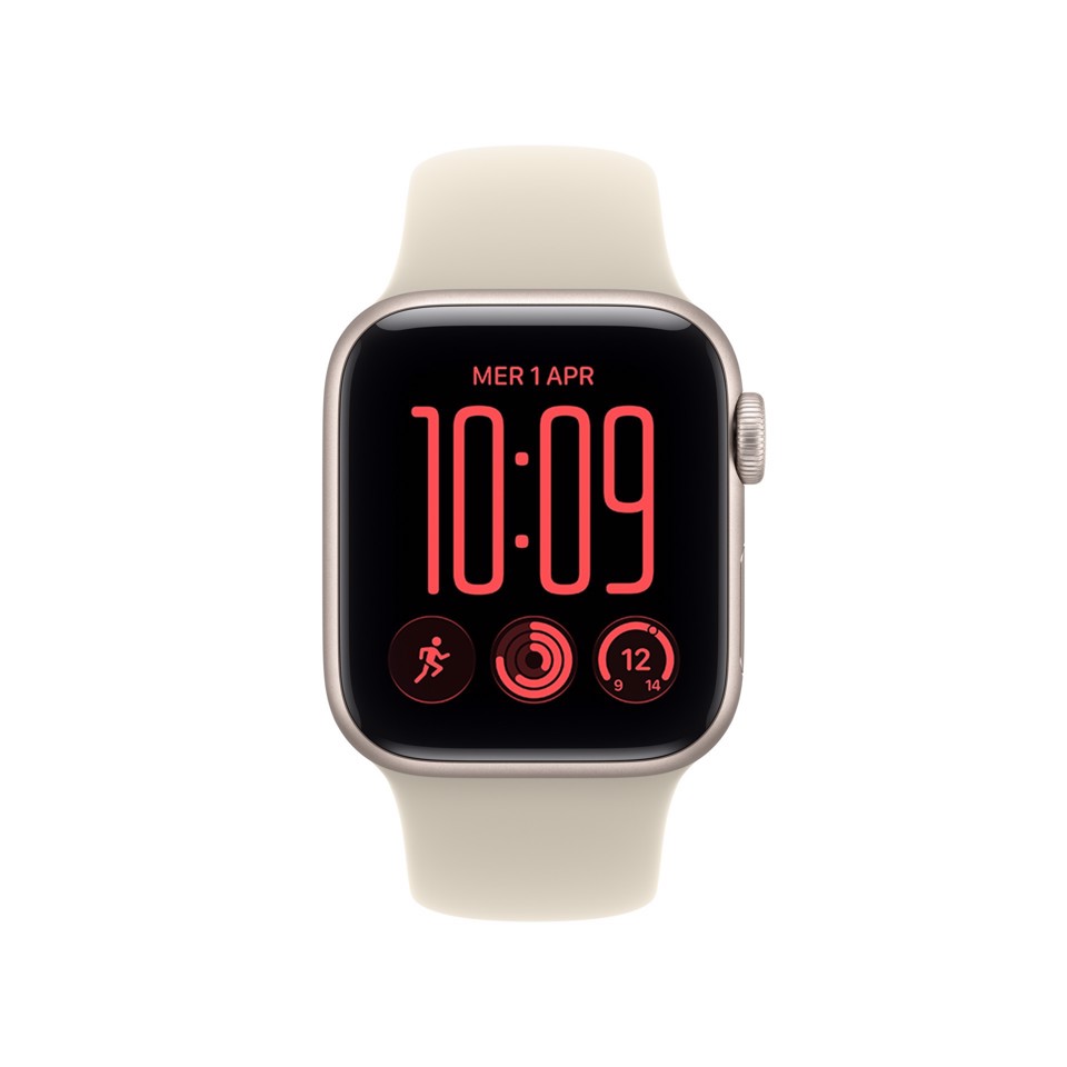 Apple Watch SE (3nd generation) SE 3 GPS + Cellular, Cassa 40 mm in alluminio galassia con Cinturino Sport sabbia - M/L