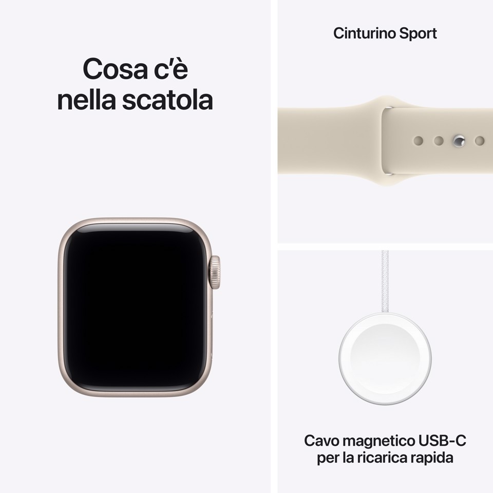 Apple Watch SE (3nd generation) SE 3 GPS + Cellular, Cassa 40 mm in alluminio galassia con Cinturino Sport sabbia - M/L