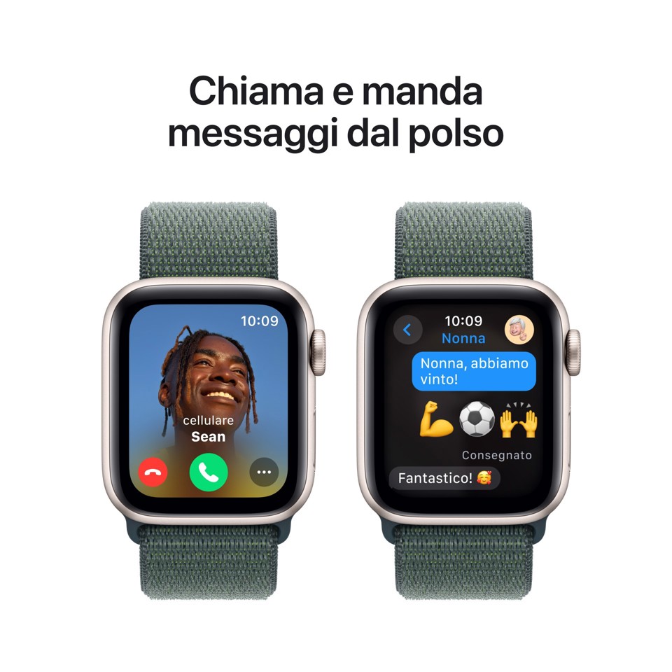 Apple Watch SE GPS 40mm Cassa Alluminio Galassia con Verde Lago Sport Loop