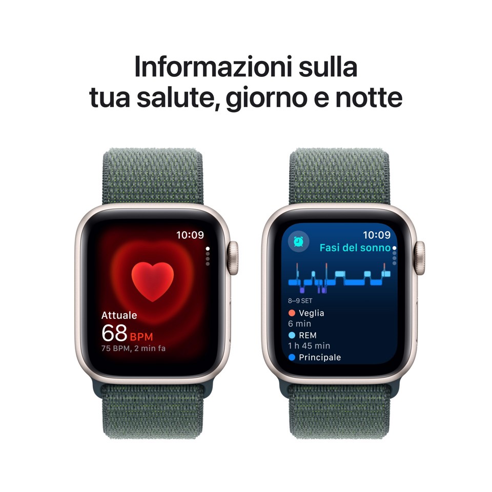 Apple Watch SE GPS 40mm Cassa Alluminio Galassia con Verde Lago Sport Loop