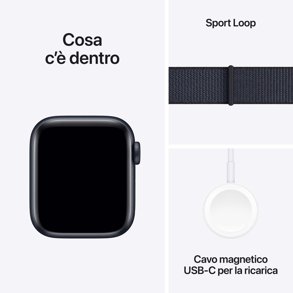 Apple Watch SE GPS 40mm Cassa Alluminio Mezzanotte con Inchiostro Sport Loop