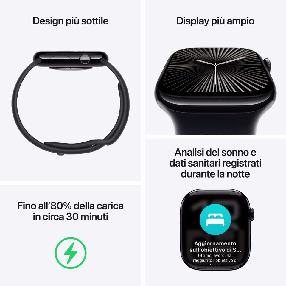 Apple Watch Series 10 Serie 10 GPS 42mm Cassa in Alluminio color Jet Black con Sport Loop