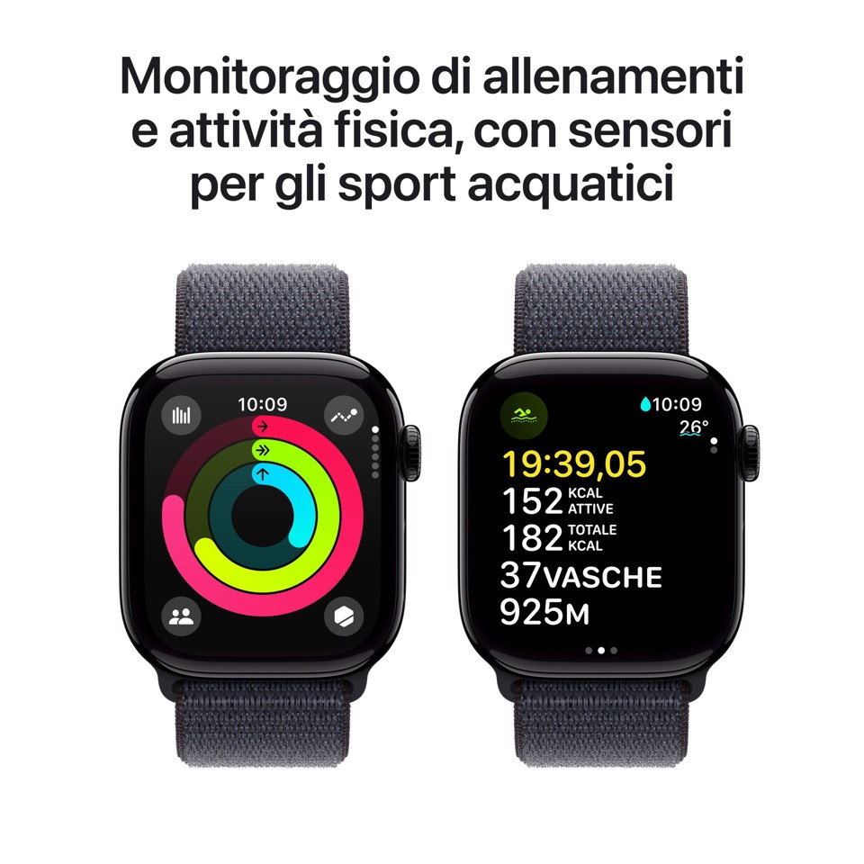 Apple Watch Series 10 Serie 10 GPS 42mm Cassa in Alluminio color Jet Black con Sport Loop