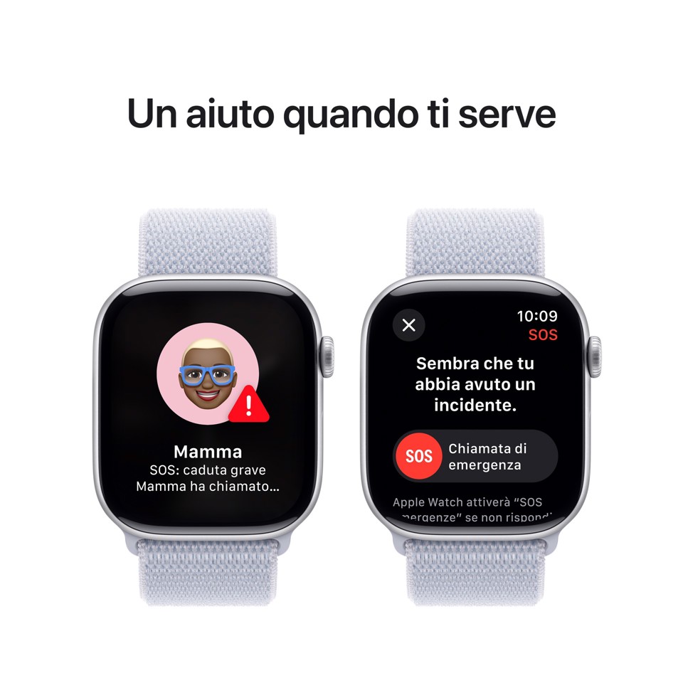 Apple Watch Series 10 Serie 10 GPS 46mm Cassa in Alluminio Color Argento con Blu tempesta Sport Loop