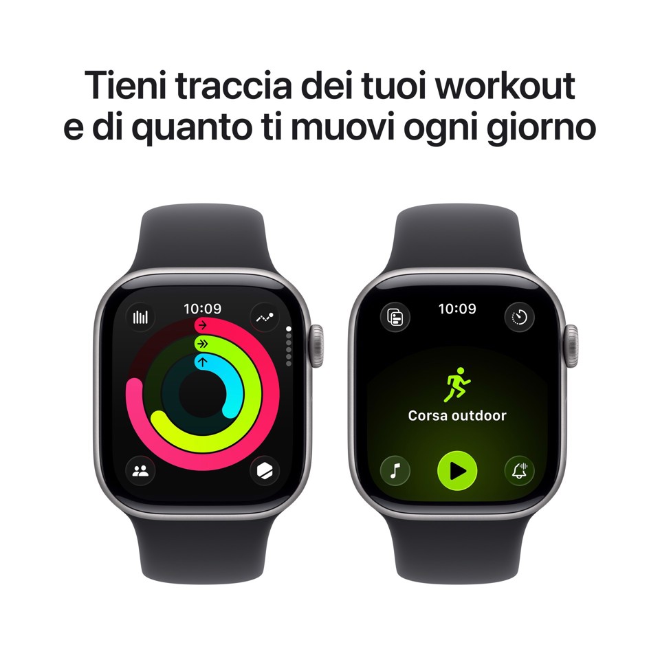 Apple Watch Series 11 GPS 42mm Cassa Alluminio Grigio Siderale con Sport Band Nero - S/M