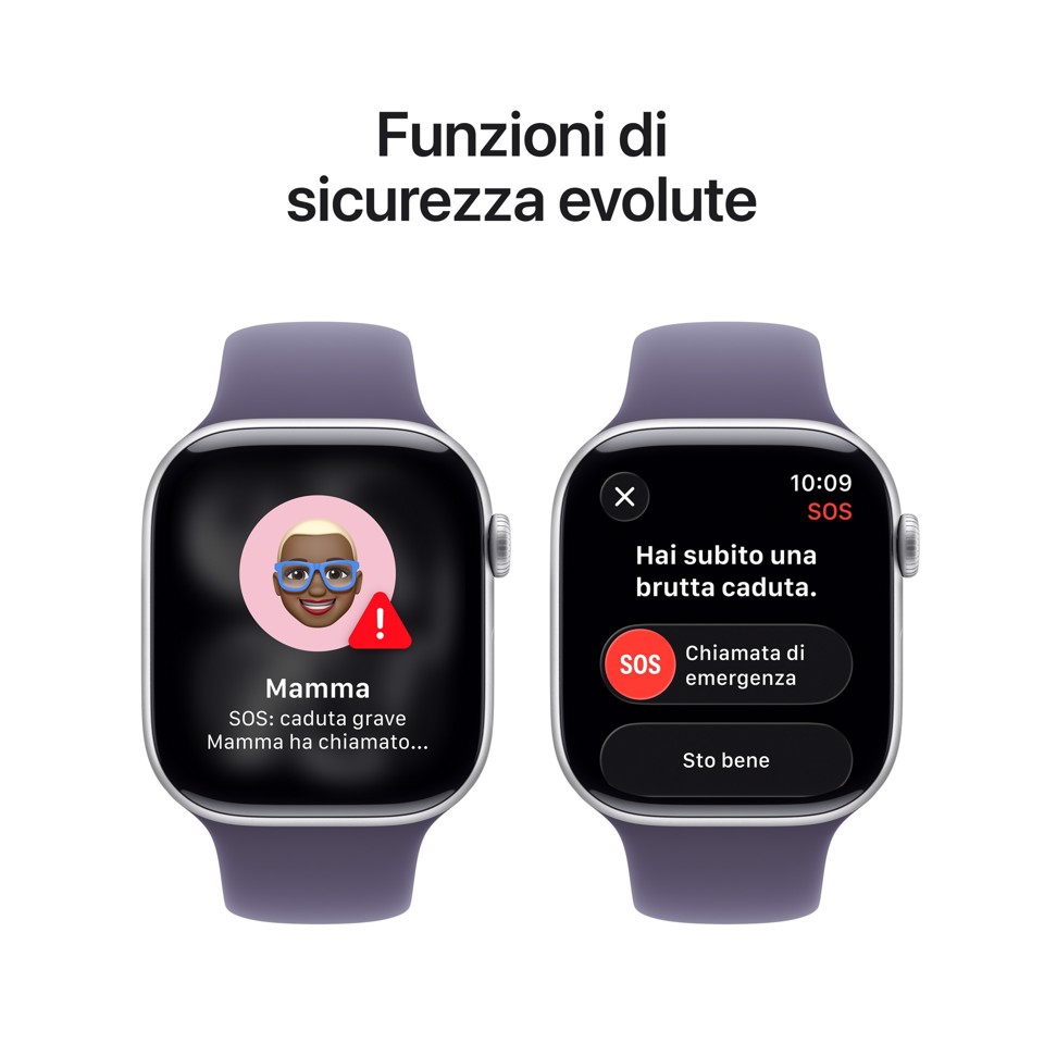 Apple Watch Series 11 GPS 46mm Cassa Alluminio Argento con Sport Band Viola Nebbia - S/M