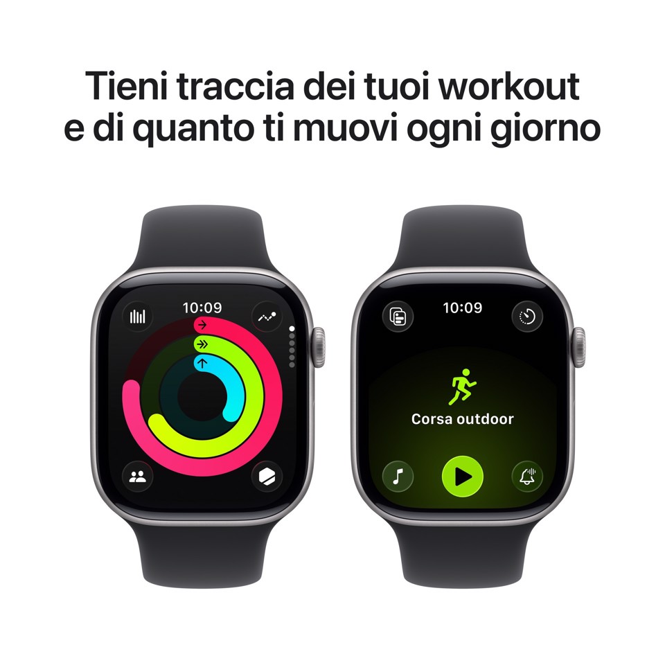 Apple Watch Series 11 GPS 46mm Cassa Alluminio Grigio Siderale con Sport Band Nero - M/L