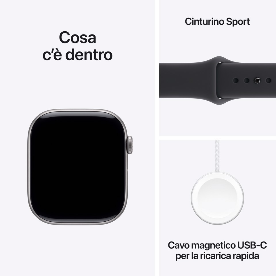Apple Watch Series 11 GPS 46mm Cassa Alluminio Grigio Siderale con Sport Band Nero - M/L
