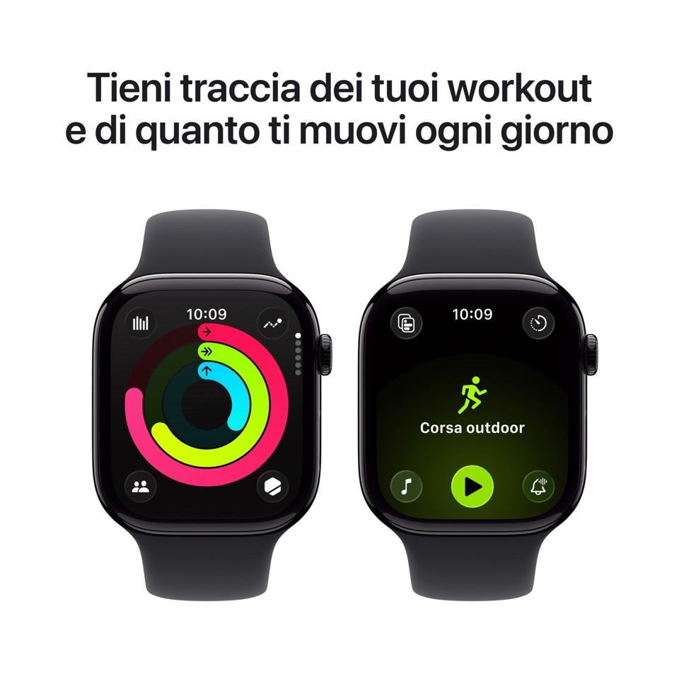 Apple Watch Series 11 GPS 46mm Cassa Alluminio Jet Black con Sport Band Nero - S/M