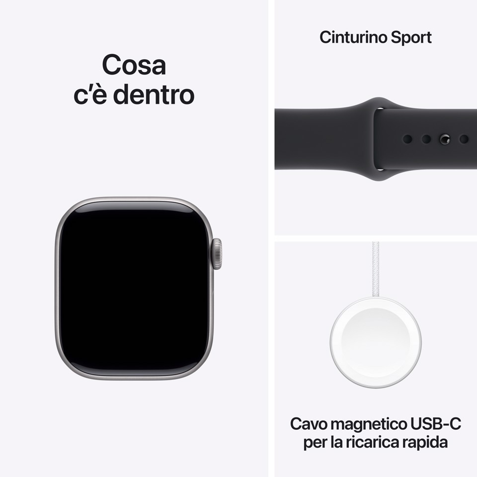 Apple Watch Series 11 GPS + Cellular 42mm Cassa Alluminio Grigio Siderale con Sport Band Nero - M/L