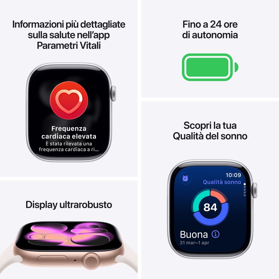 Apple Watch Series 11 GPS + Cellular 42mm Cassa Alluminio Grigio Siderale con Sport Band Nero - S/M