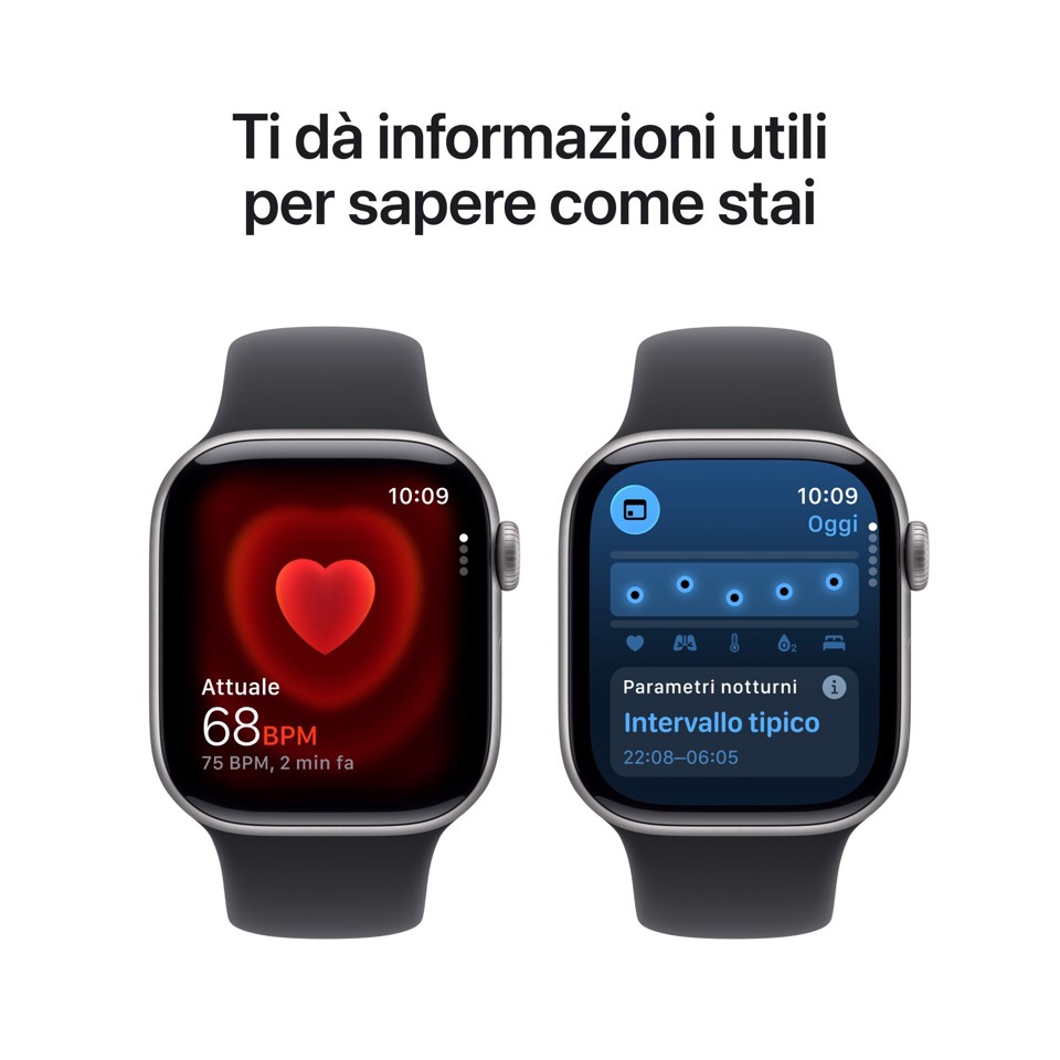 Apple Watch Series 11 GPS + Cellular 42mm Cassa Alluminio Grigio Siderale con Sport Band Nero - S/M