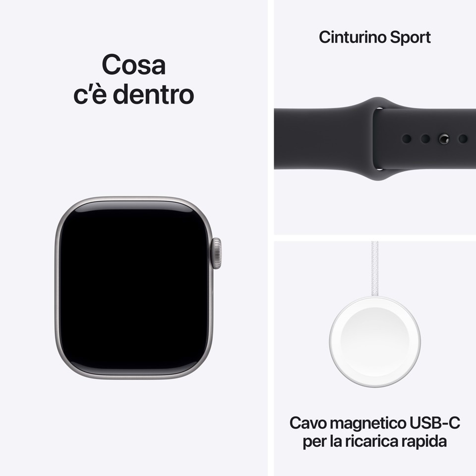 Apple Watch Series 11 GPS + Cellular 42mm Cassa Alluminio Grigio Siderale con Sport Band Nero - S/M