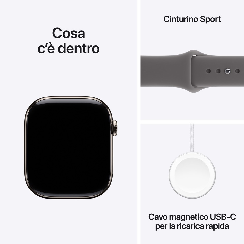 Apple Watch Series 11 GPS + Cellular 42mm Cassa Titanio con Band Grigio Pietra - M/L