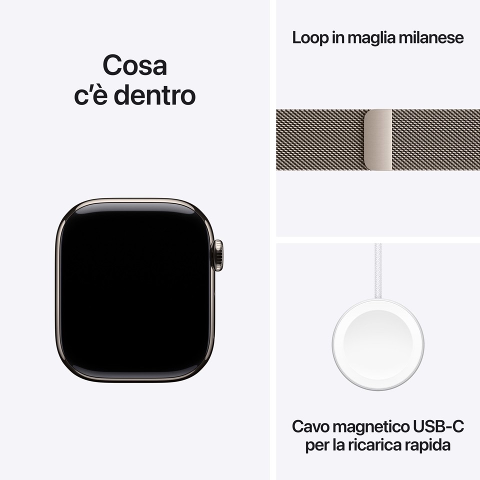 Apple Watch Series 11 GPS + Cellular 42mm Cassa Titanio con Loop in maglia Milanese