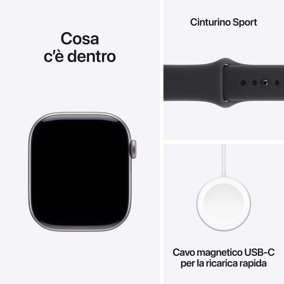 Apple Watch Series 11 GPS + Cellular 46mm Cassa Alluminio Grigio Siderale con Sport Band Nero - S/M