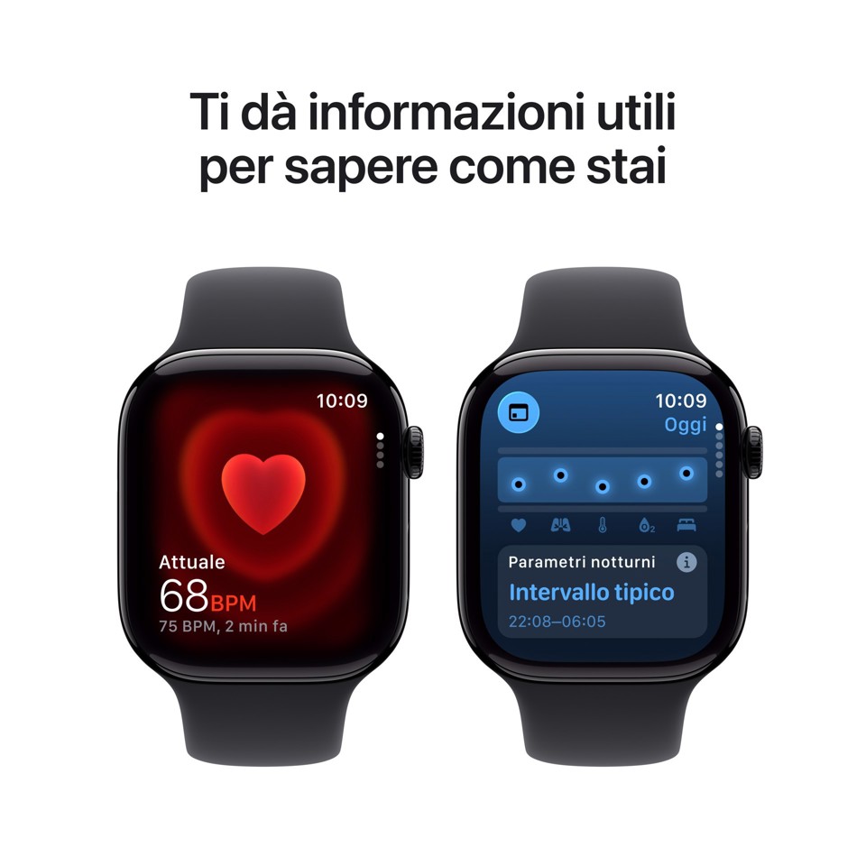 Apple Watch Series 11 GPS + Cellular 46mm Cassa Alluminio Jet Black con Sport Band Nero - M/L