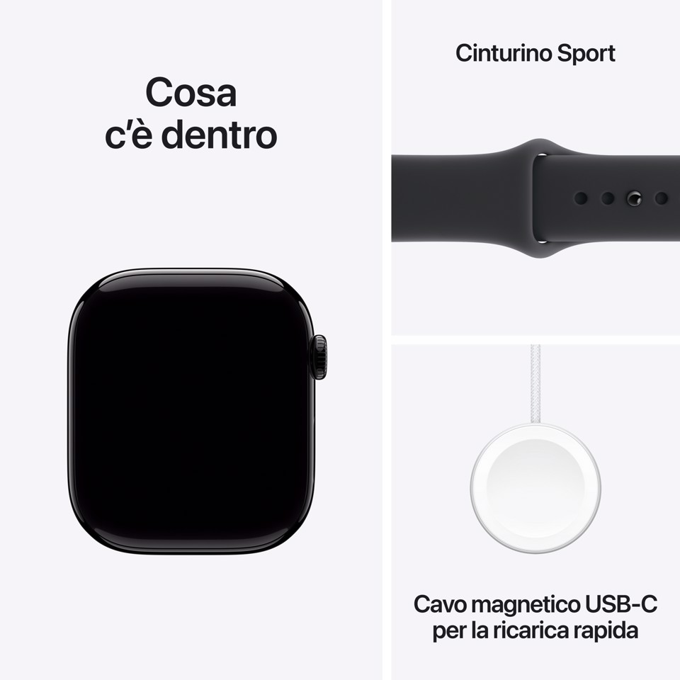 Apple Watch Series 11 GPS + Cellular 46mm Cassa Alluminio Jet Black con Sport Band Nero - M/L