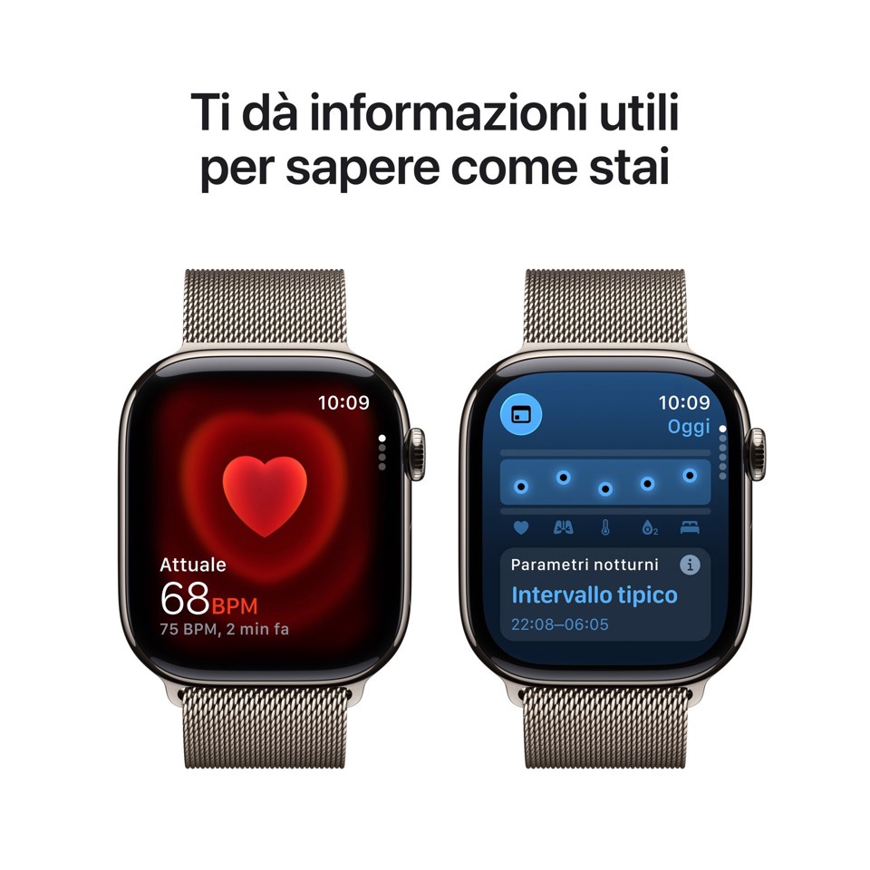 Apple Watch Series 11 GPS + Cellular 46mm Cassa Titanio con Loop Milanese Naturale S/M