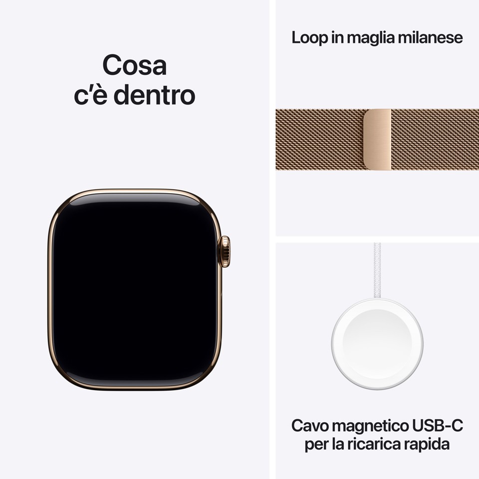 Apple Watch Series 11 GPS + Cellular 46mm Cassa Titanio Oro con Loop in maglia Milanese Oro - S/M