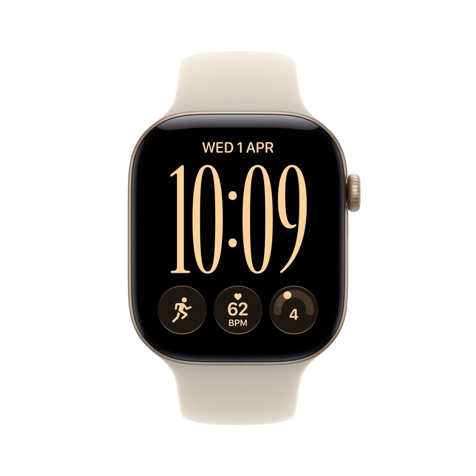 Apple Watch Series 12 GPS, cassa 42 mm in alluminio color oro chiaro con cinturino Sport sabbia - S/M