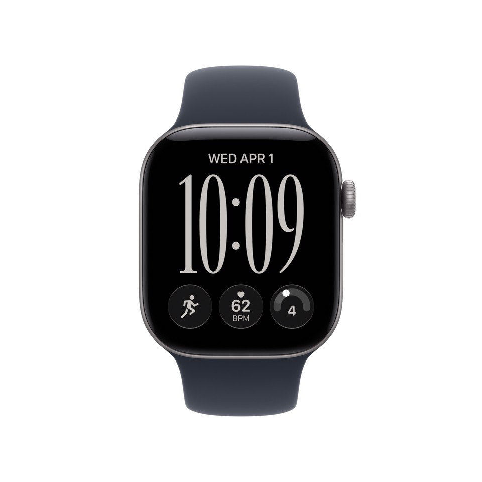 Apple Watch Series 12 GPS, cassa 42 mm in alluminio grigio siderale con cinturino Sport blu marino - S/M