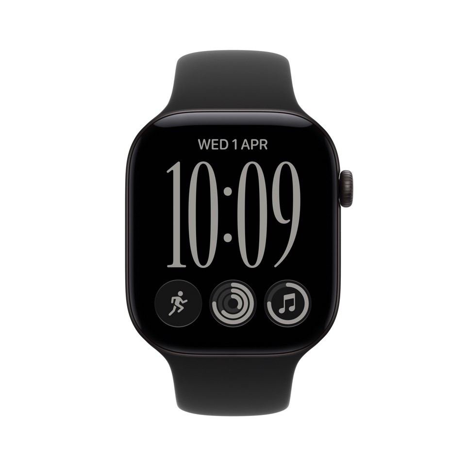 Apple Watch Series 12 GPS, cassa 42 mm in alluminio nero con cinturino Sport nero - S/M