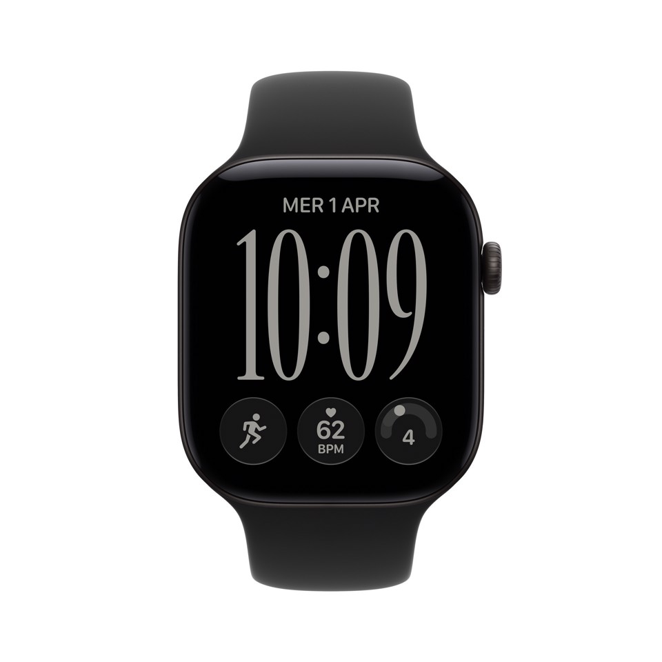Apple Watch Series 12 GPS, cassa 46 mm in alluminio nero con cinturino Sport nero - M/L