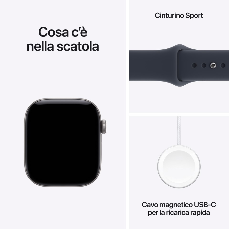 Apple Watch Series 12 GPS + Cellular, cassa 42 mm in alluminio grigio siderale con cinturino Sport blu marino - S/M