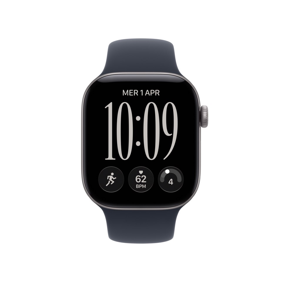 Apple Watch Series 12 GPS + Cellular, cassa 42 mm in alluminio grigio siderale con cinturino Sport blu marino - M/L