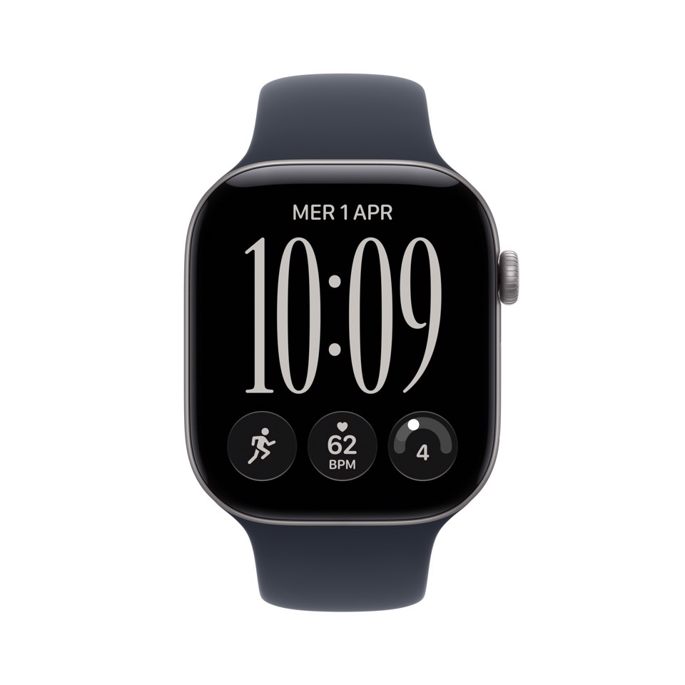 Apple Watch Series 12 GPS + Cellular, cassa 46 mm in alluminio grigio siderale con cinturino Sport blu marino - M/L