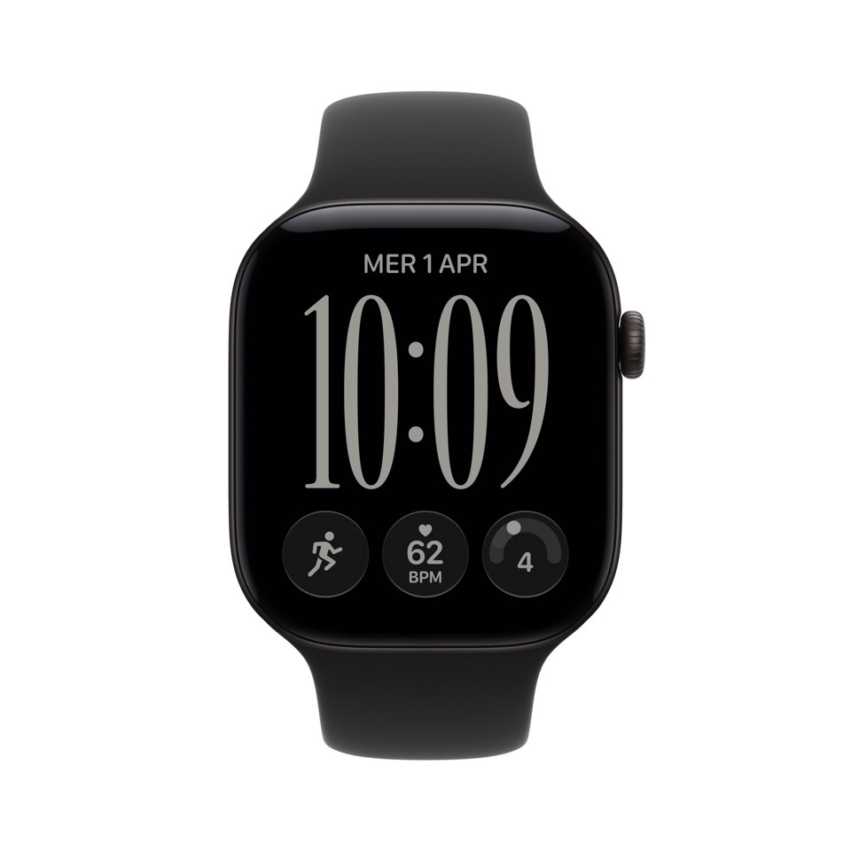 Apple Watch Series 12 GPS + Cellular, cassa 46 mm in alluminio nero con cinturino Sport nero - S/M