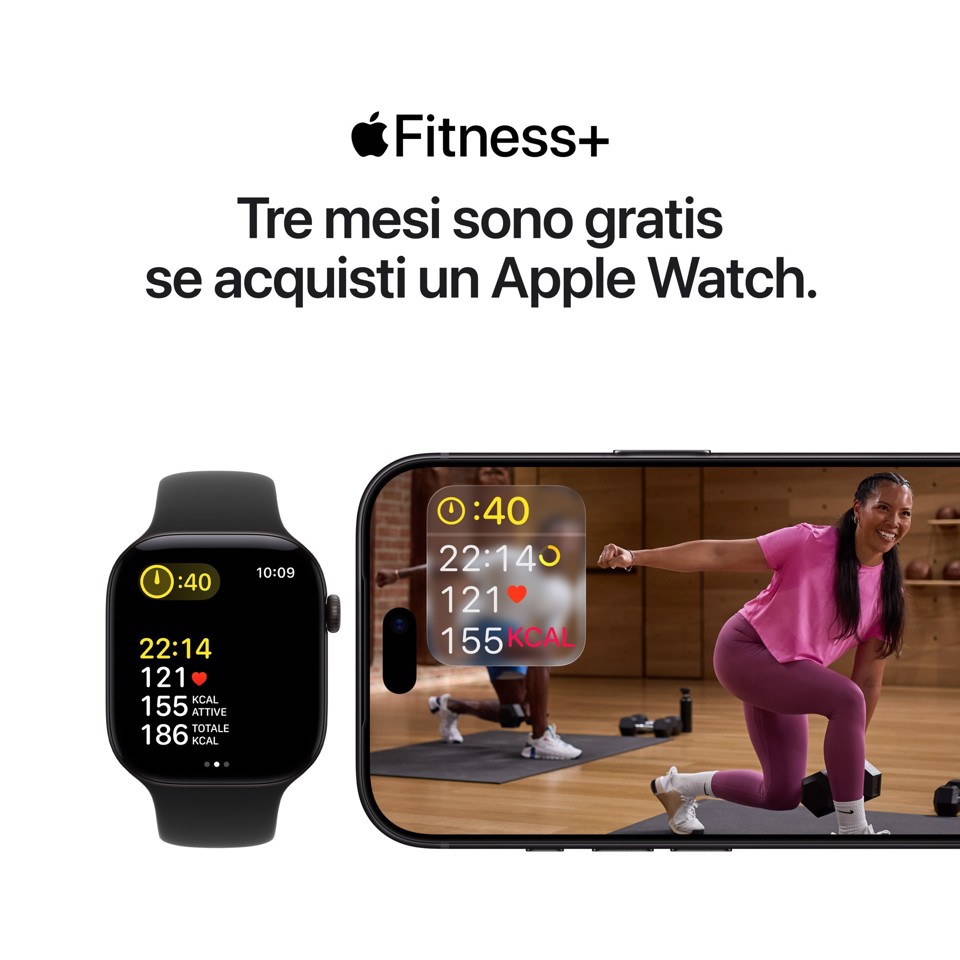 Apple Watch Series 12 GPS + Cellular, cassa 46 mm in alluminio nero con cinturino Sport nero - S/M