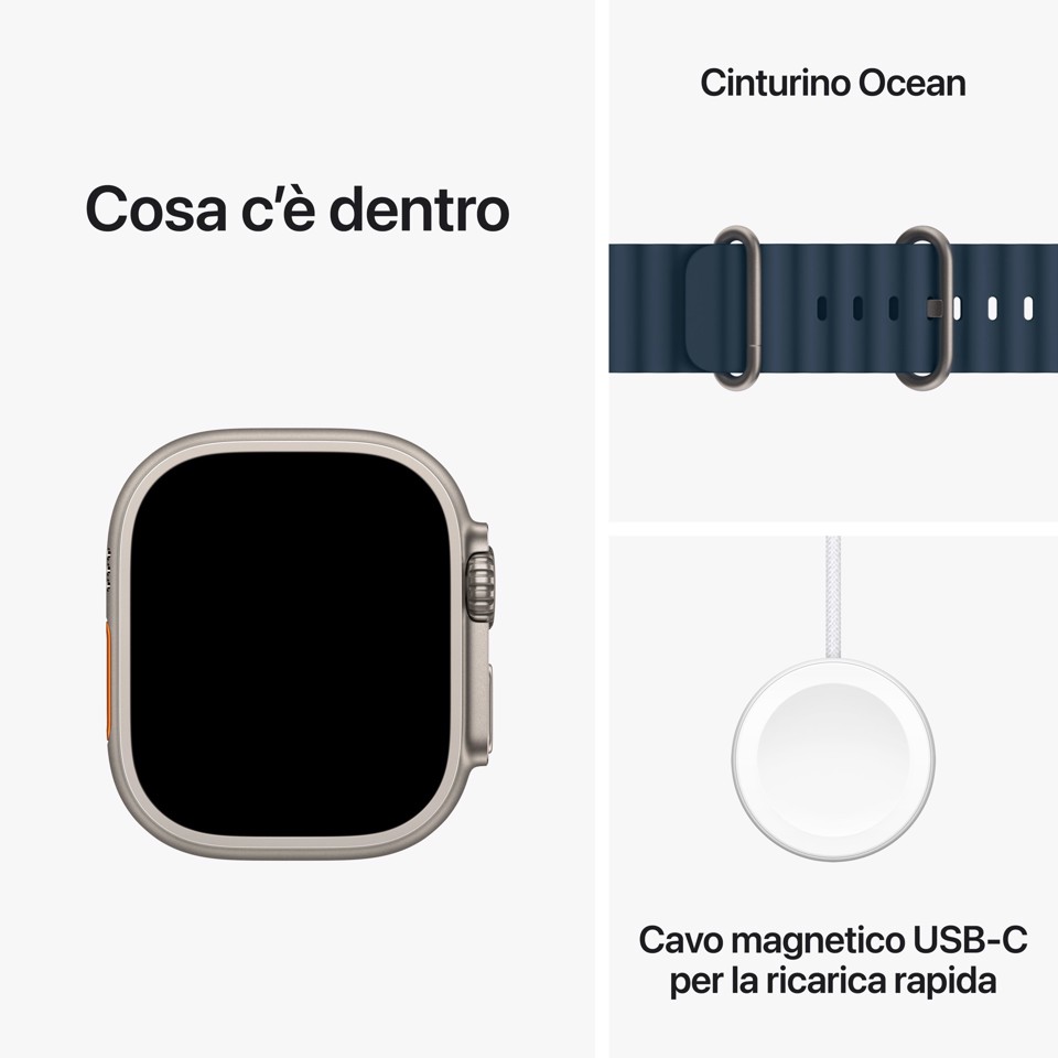 Apple Watch Ultra 2 GPS + Cellular, Cassa 49m in Titanio con Cinturino Ocean Blu