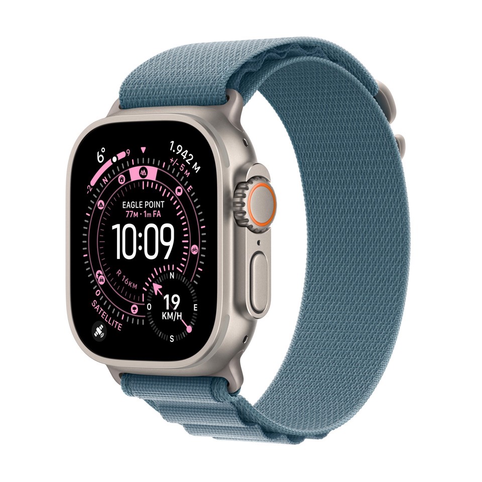 Apple Watch Ultra 3 GPS + Cellular 49mm Cassa Titanio con Alpine Loop Blu Chiaro - Large