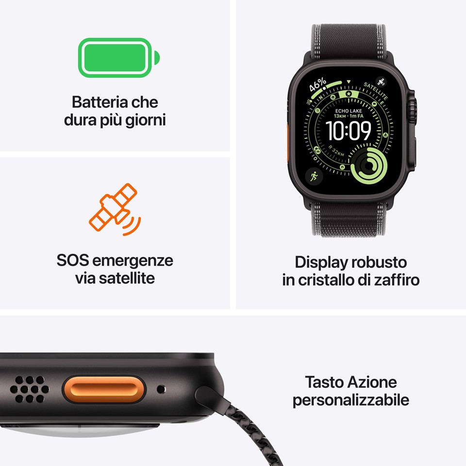 Apple Watch Ultra 3 GPS + Cellular 49mm Cassa Titanio con Alpine Loop Blu Chiaro - Medium