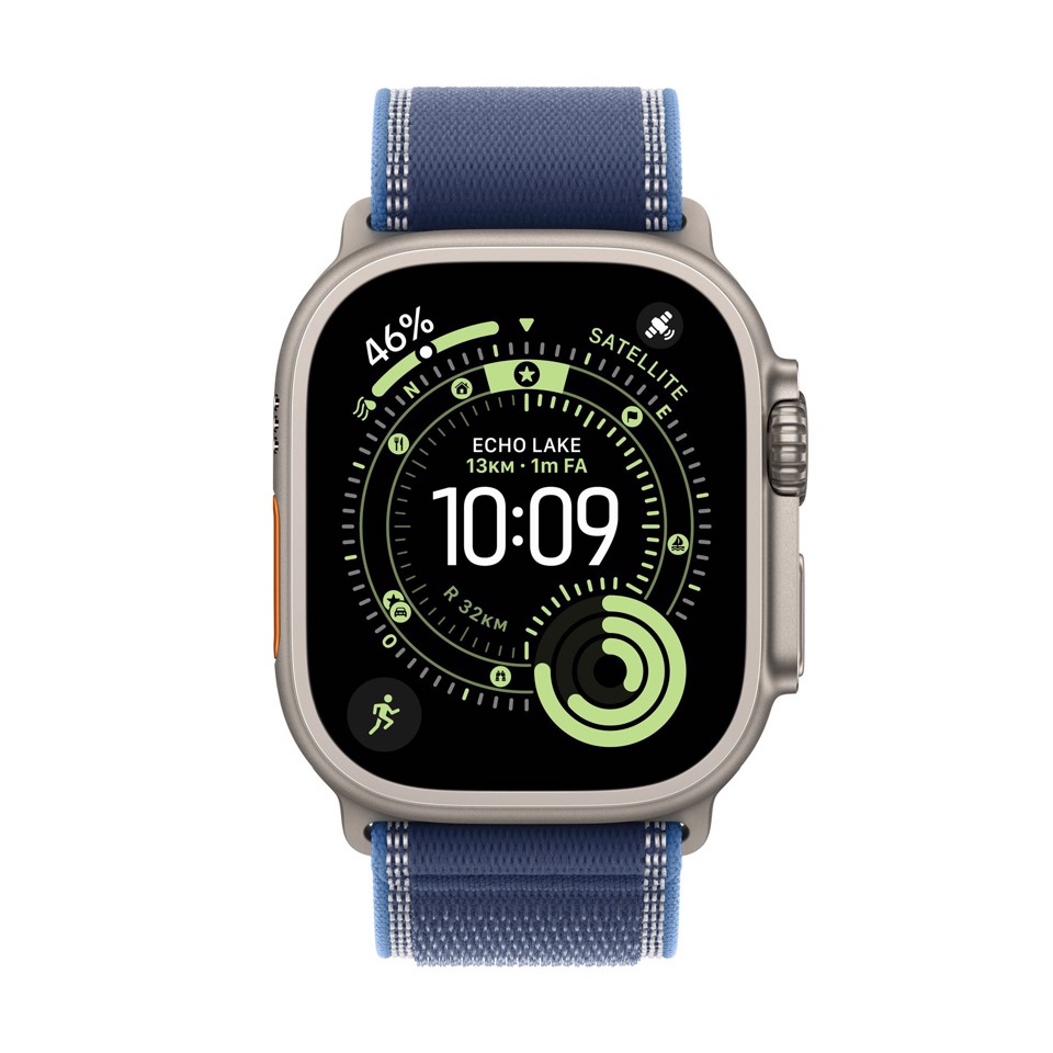 Apple Watch Ultra 3 GPS + Cellular 49mm Cassa Titanio con Trail Loop Blu/Blu Acceso - M/L