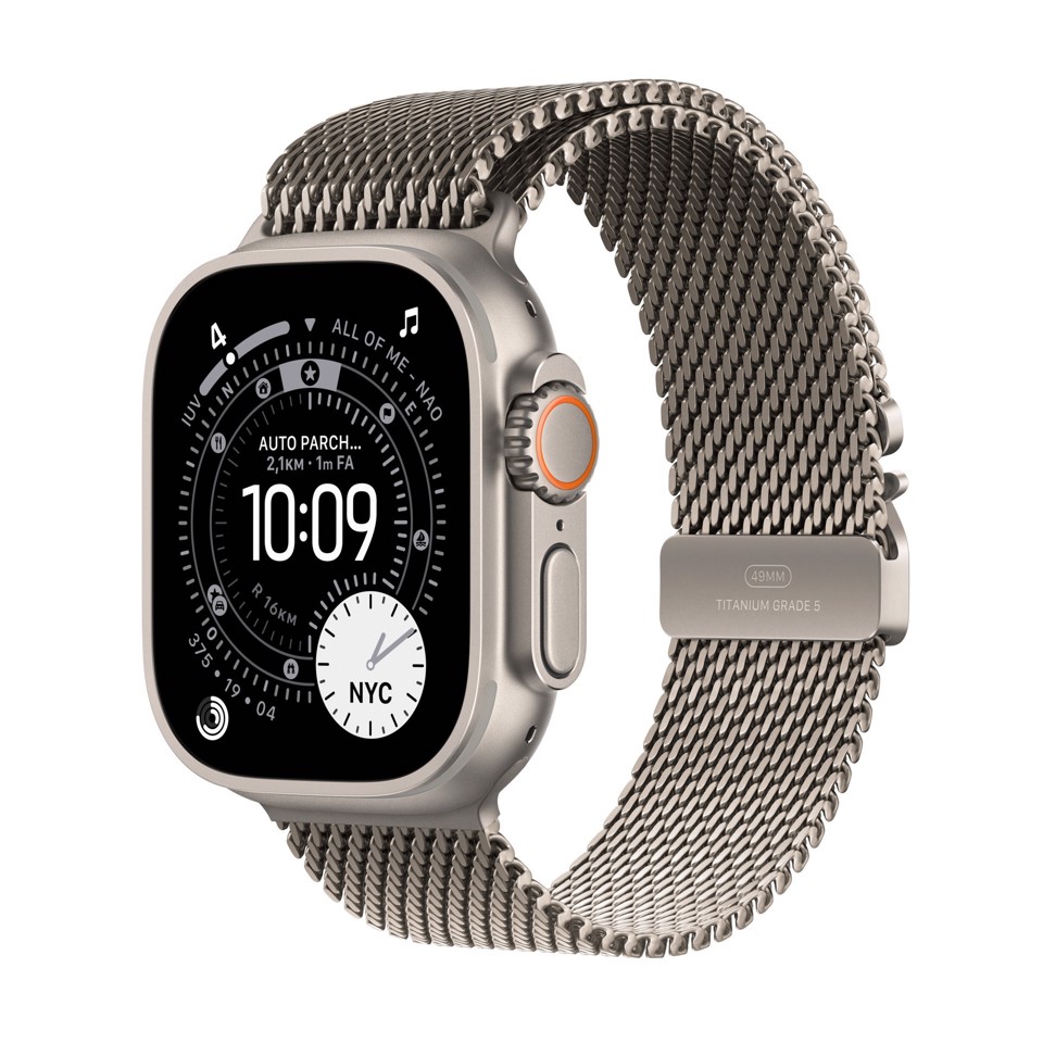 Apple Watch Ultra 3 GPS + Cellular 49mm Cassa Titanio Naturale con Loop in maglia Milanese Titanio - Medium