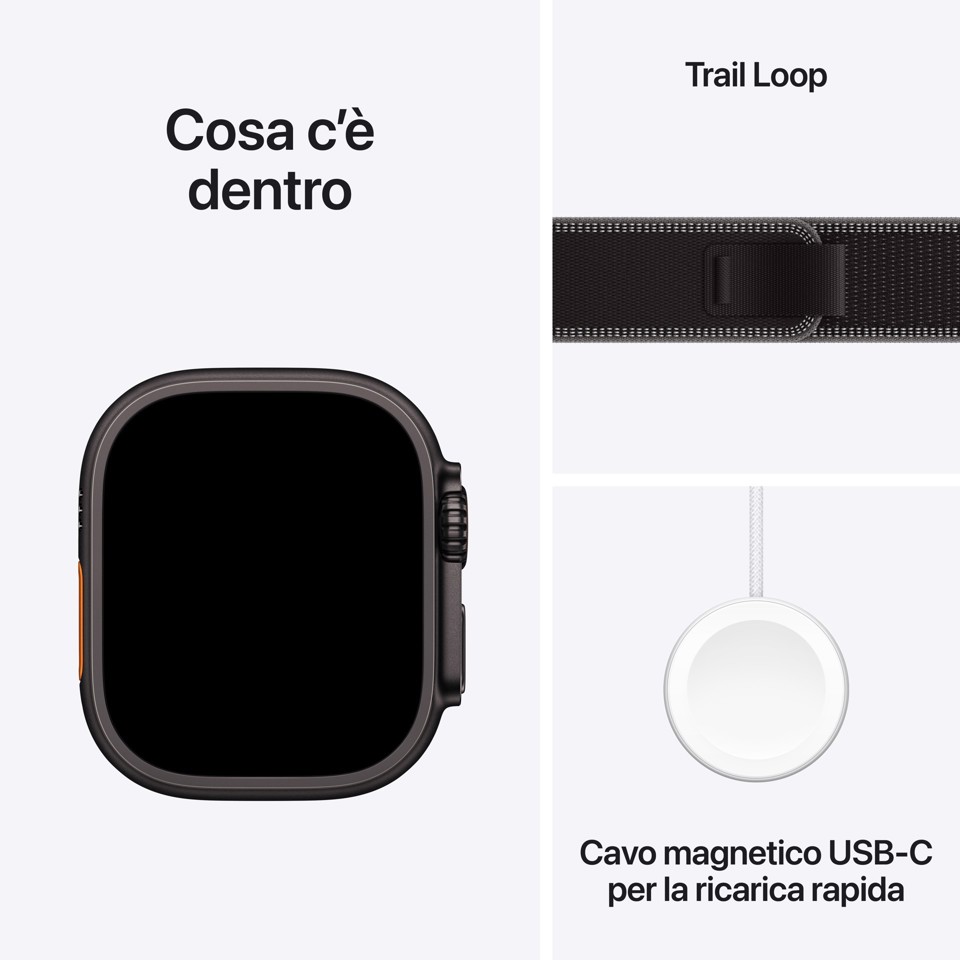 Apple Watch Ultra 3 GPS + Cellular 49mm Cassa Titanio Nero con Alpine Loop Terra Cotta - S/M
