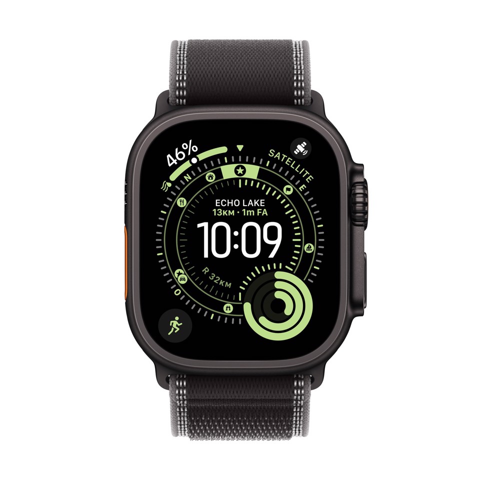Apple Watch Ultra 3 GPS + Cellular 49mm Cassa Titanio Nero con Trail Loop Nero/Cenere - M/L